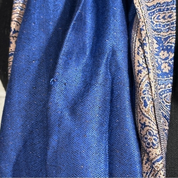 Elegant Shawl in Framed Navy Blue - Versatile Wrap, Poncho, or Cape Soft Rayon - Picture 13 of 16